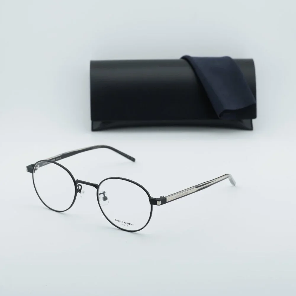 Saint Laurent SL848/J 001 Round Eyeglasses – Shiny Black 49mm